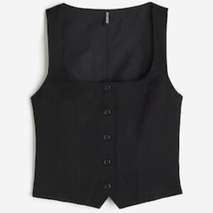H&M Black Button-Front Tailored Vest